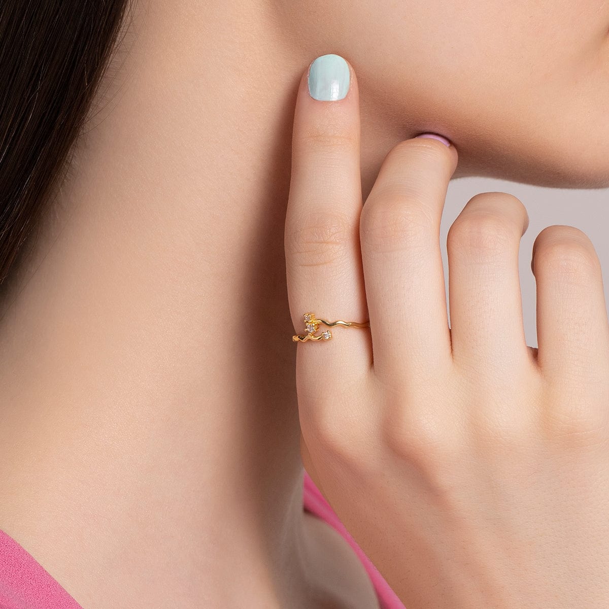 Buy Simple Modern Stone Heart Design Ring Gold Plated Finger Ring for Girls